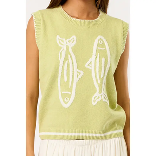 SARDINE PRINT SWEATER VEST