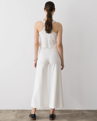 Ponte Knit Cropped Wide Leg Pant - Off-White