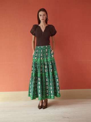 Tiered Maxi Skirt - Garland Green