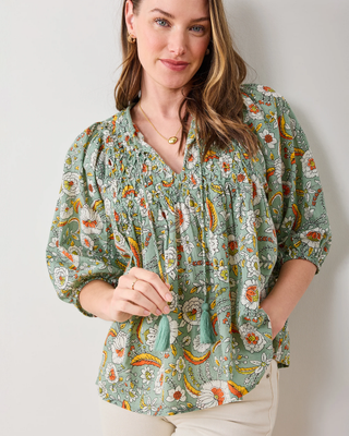 India Bloom - Artifact Blouse - Sage