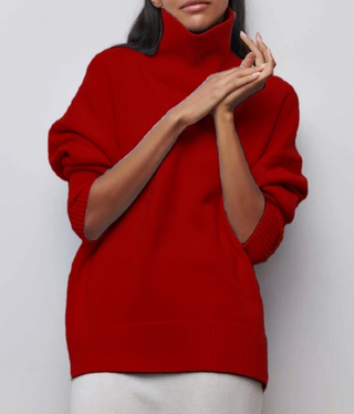 Solid Basic Turtleneck Knit Sweater