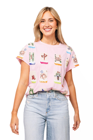Light Pink Scattered Mahjong Tee