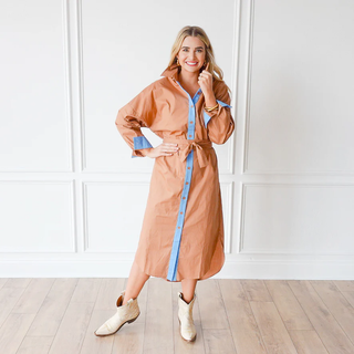 Dani Dress - Cocoa & Blue