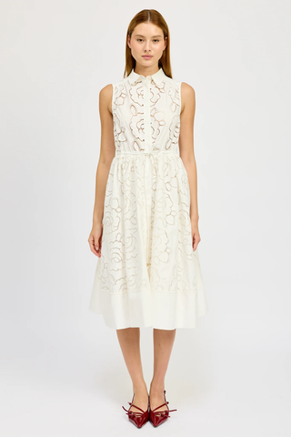 Chloe Belted Midi Dress - White