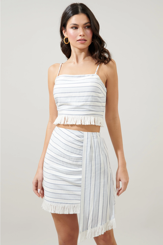 Leah Stripe Tassel Trim Crop Tank