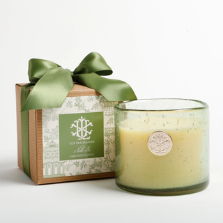 13 oz Candle in Green Glass in Box with Bow - Noble Fir