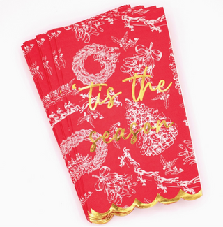 Red Toile Paper Guest Towel Packs