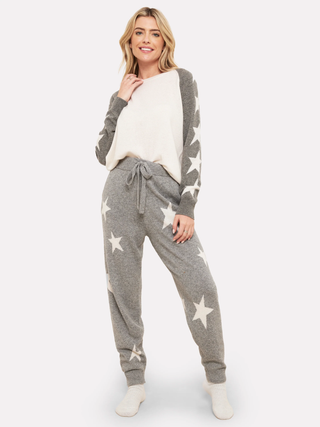Sophie Star Cashmere Joggers - Organic White & Grey